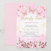 Boho Blush Pink Floral Butterfly Girl Baby shower Kaart (Voorkant / Achterkant)