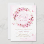 Boho Blush Pink Floral Butterfly Girl Baby shower Kaart (Voorkant)