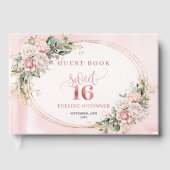 Boho Blush Pink Floral Eucalyptus Sweet Sixteen Gastenboek (Voorkant)