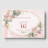 Boho Blush Pink Floral Eucalyptus Sweet Sixteen  Gastenboek (Voorkant)