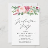Boho Blush & Pink Floral Graduation Party Kaart (Voorkant)