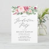 Boho Blush & Pink Floral Graduation Party Kaart (Staand voorkant)
