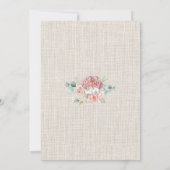 Boho Blush Pink Floral op Rustic Burlap Wedding Kaart (Achterkant)