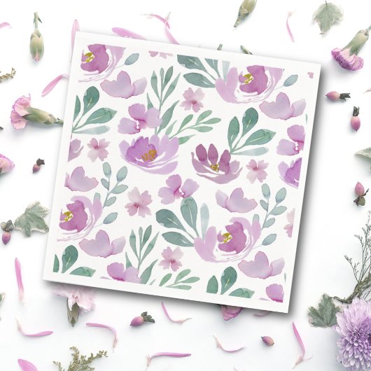 Boho Blush Pink Floral Pattern Wedding Servet