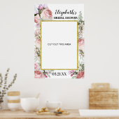 Boho Blush Pink Floral Photo Booth Lijst Prop. Poster (Keuken)