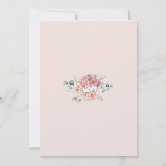 Boho Blush Pink Floral Rustic Wedding Uitnodiging (Achterkant)