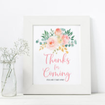 Boho Blush Pink Floral Shower-Bedankt voor aankome