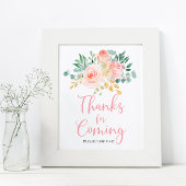 Boho Blush Pink Floral Shower-Bedankt voor aankome Poster