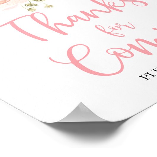 Boho Blush Pink Floral Shower-Bedankt voor aankome Poster (Hoek)