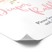 Boho Blush Pink Floral Shower Diaper Raffle Sign Poster (Hoek)