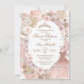 Boho Blush Pink Floral Sweet Sixteen 16e verjaarda Kaart (Voorkant)