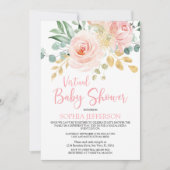 Boho Blush Pink Floral Virtual Baby shower Kaart (Voorkant)