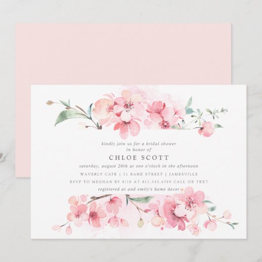 Boho Blush Pink Floral Vrijgezellenfeest Kaart (Voorkant / Achterkant)