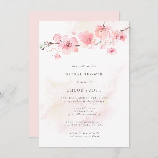 Boho Blush Pink Floral Vrijgezellenfeest Kaart (Voorkant / Achterkant)