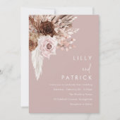 Boho Blush Pink Floral Wedding Kaart (Voorkant)