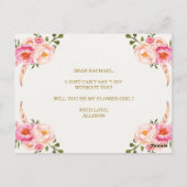Boho Blush Pink Florals Bloemenmeisje Voorstel Kaa Briefkaart (Achterkant)