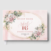 Boho Blush Pink Flowers Eucalyptus 16th Guest Book Gastenboek (Voorkant)