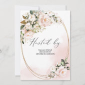 Boho Blush Pink Flowers Rozen faux gouden ovaal gr Kaart (Achterkant)