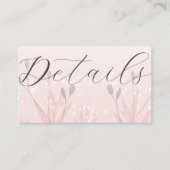 Boho Blush Pink Foliage Weddenschap Details Informatiekaartje (Voorkant)