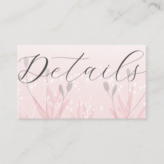 Boho Blush Pink Foliage Weddenschap Details Informatiekaartje (Voorkant)