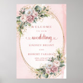 Boho Blush Pink Greenery Floral Wedding Welcome Poster (Voorkant)