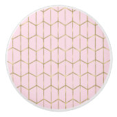 Boho Blush Pink Hexagon Gold en Geometric Glam Keramische Knop (Voorkant)