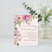 Boho Blush Pink Lavender Floral Wedding Kaart (Staand voorkant)
