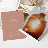Boho Blush Pink Modern Script Photo Save the Date