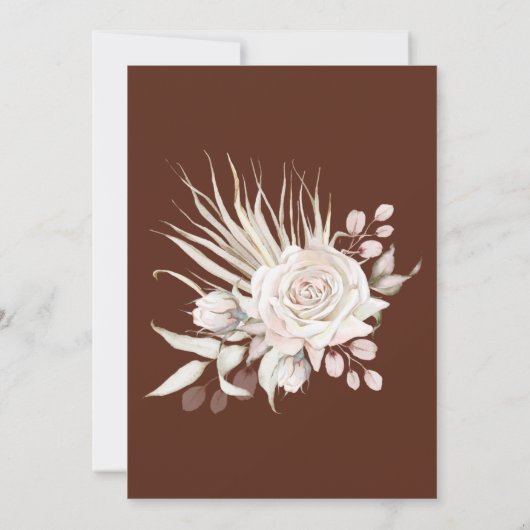 Boho Blush Pink op Christelijke bruiloft bruin Flo Kaart (Achterkant)