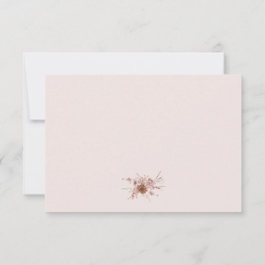 Boho Blush Pink Pampas Grass Floral Wedding RSVP Kaartje (Achterkant)