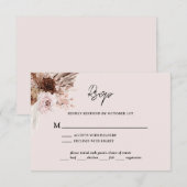 Boho Blush Pink Pampas Grass Floral Wedding RSVP Kaartje (Voorkant / Achterkant)