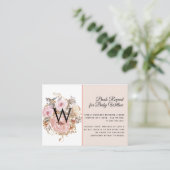 BOHO Blush Pink Peach Floral Baby shower Books Visitekaartje (Staand voorkant)