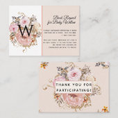 BOHO Blush Pink Peach Floral Baby shower Books Visitekaartje (Voorkant / Achterkant)