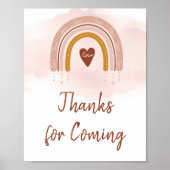 Boho Blush Pink Rainbow-Bedankt voor aankomend tek Poster (Voorkant)