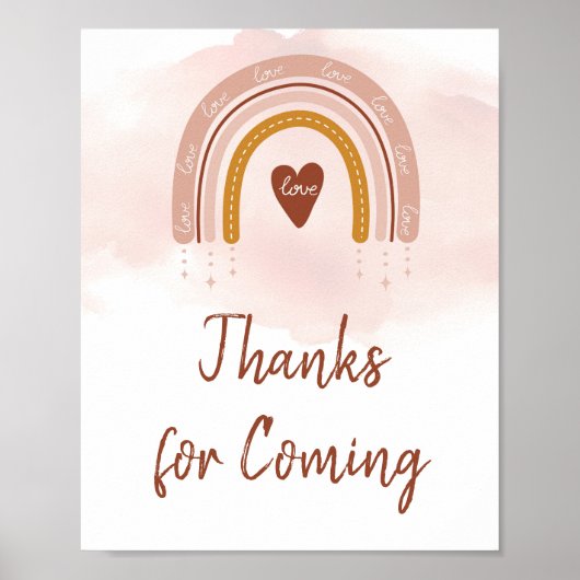 Boho Blush Pink Rainbow-Bedankt voor aankomend tek Poster (Voorkant)