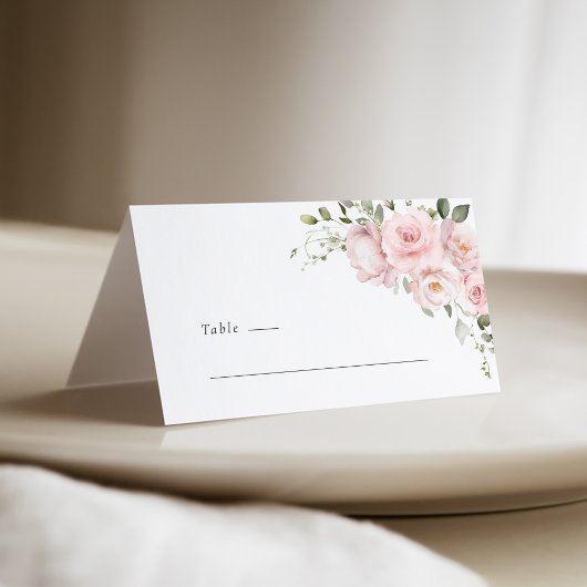 Boho Blush Pink Rose Floral Wedding Place Card Plaatskaartje