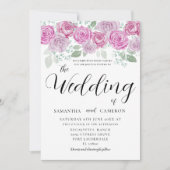 Boho Blush Pink Roses & Calligraphy Wedding Kaart (Voorkant)