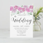 Boho Blush Pink Roses & Calligraphy Wedding Kaart (Staand voorkant)