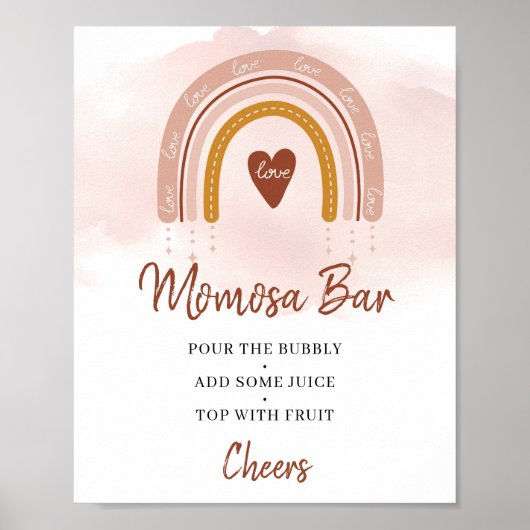 Boho Blush Pink Rust Rainbow Momosa Bar Poster (Voorkant)