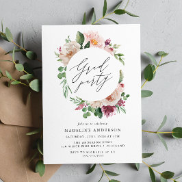 Boho Blush Pink Spring Floral Gradual Party Kaart