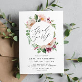 Boho Blush Pink Spring Floral Gradual Party Kaart