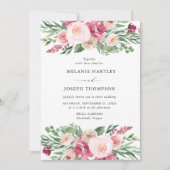 Boho Blush & Pink Spring Waterverf Floral Wedding Kaart (Voorkant)
