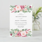 Boho Blush & Pink Spring Waterverf Floral Wedding Kaart (Staand voorkant)