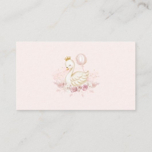 Boho Blush Pink Swan Princess Diaper Raffle Baby Informatiekaartje (Achterkant)