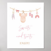 Boho Blush Pink Sweet Treats Baby shower Sign Poster (Voorkant)