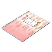 Boho Blush Pink Watercolor Feathers Schaduw Custom Notitieboek (Linkerzijde)