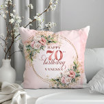 Boho Blush Pink Watercolor Pillow 70th Birthday  Kussen<br><div class="desc">✅ For matching items search 36-70 in my collections ✅ Celebrate 70 years in style with this shimmering rose gold pillow. Featuring dusty pink, blush pink, and light pink watercolor flowers, lush greenery, eucalyptus accents, and a gold frame, this boho, floral, and bohemian design makes a perfect gift for a...</div>