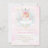 Boho Blush Pink Waterverf Cute Girl Baby shower Kaart (Voorkant)