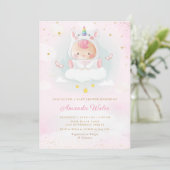Boho Blush Pink Waterverf Cute Girl Baby shower Kaart (Staand voorkant)