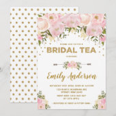 Boho Blush Pink Waterverf Floral Bridal Tea Kaart (Voorkant / Achterkant)